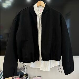 Zara Black Fleece Bomber